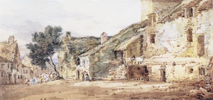 Thomas Girtin Village Scene in France